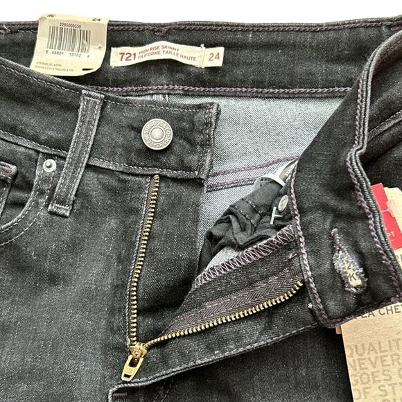 Levis Levi’s 721 High Rise Skinny Jeans Black Size 24 - Picture 8 of 14